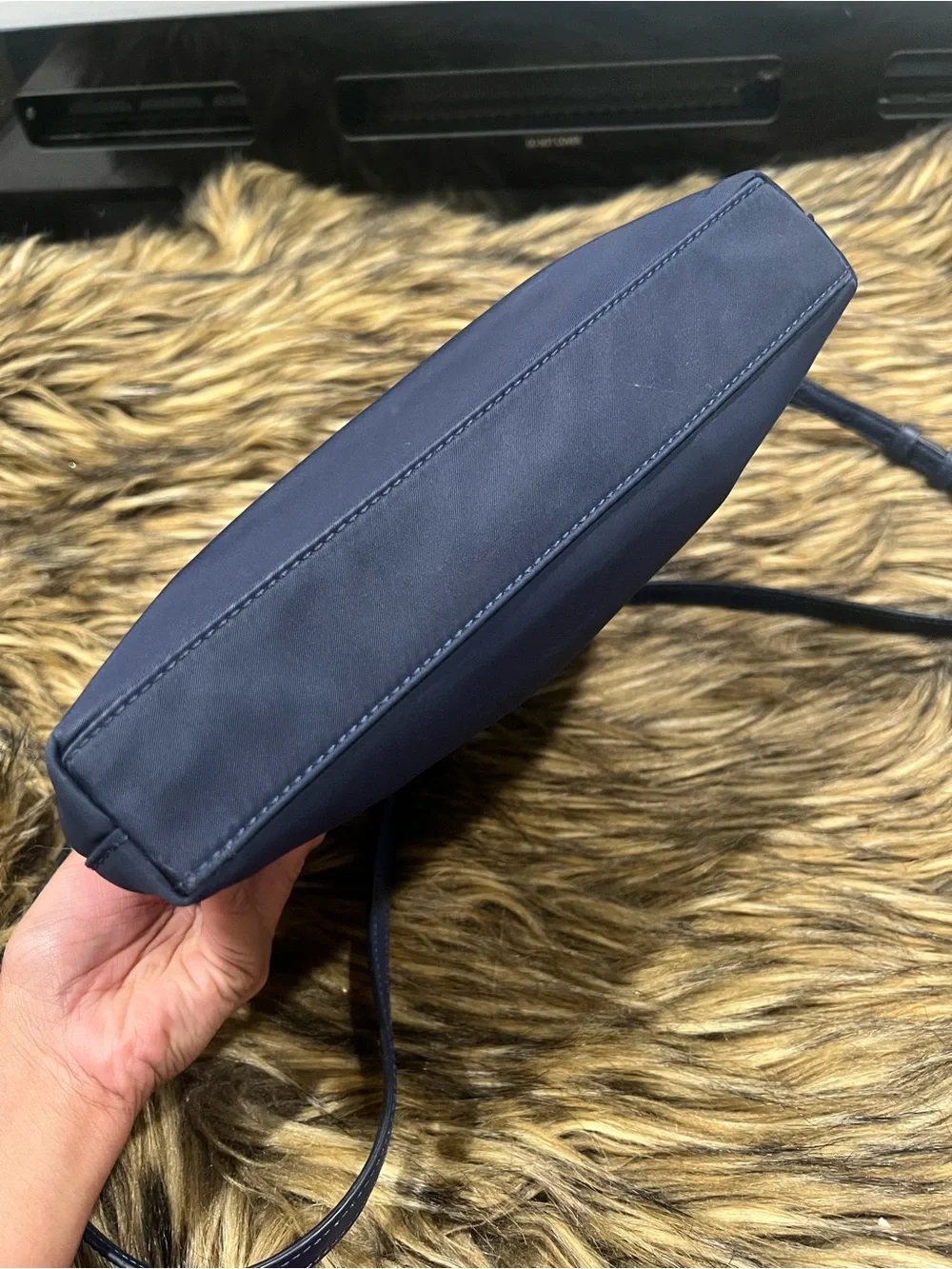 kate spade Navy Nylon Crossbody with Silver Spade Accent